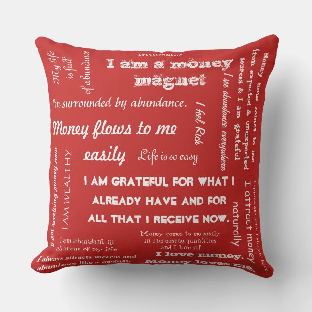 Coussin Cusion de jet d'affirmation d'abondance (Recto)