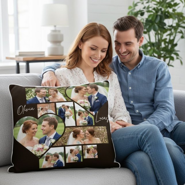 Coussin Custom 1st Wedding Anniversary Photo Collage (Créateur téléchargé)