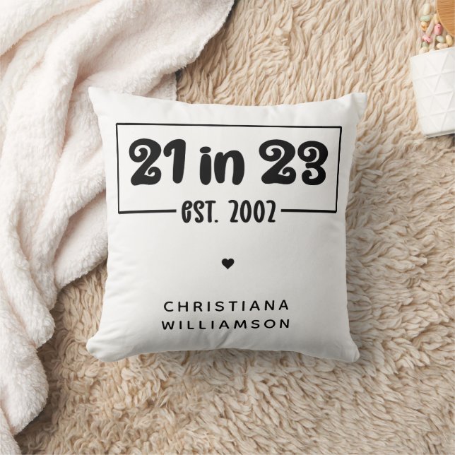 Coussin Custom 21st Birthday Cadeau 21 en 23 Est 2002 (Couverture)