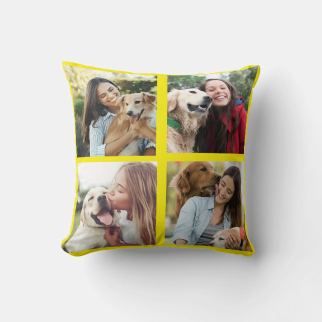 Coussin Custom 4 Photo Collage Gift for Dog Lovers  Pet  (Recto)