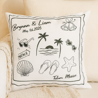 Coussin Custom Beach Wedding Pillow Cover – Personalized