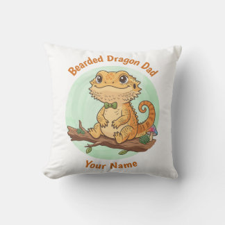 Coussin Custom Bearded Dragon Dad Throw Pillow