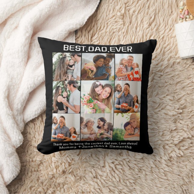 Coussin Custom Best Papa Ever Fête des pères 9 Photo Colla (Couverture)