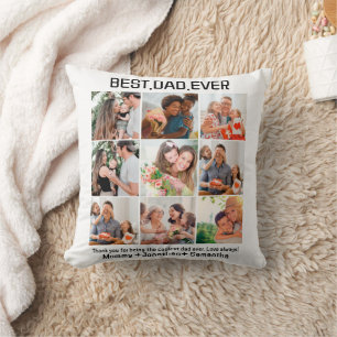 Coussin Custom Best Papa Ever Fête des pères 9 Photo Colla