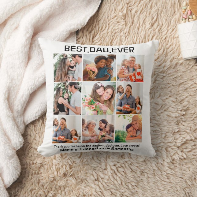 Coussin Custom Best Papa Ever Fête des pères 9 Photo Colla (Couverture)