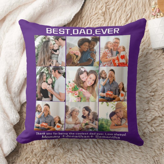 Coussin Custom Best Papa Ever Fête des pères 9 Photo Colla (Couverture)