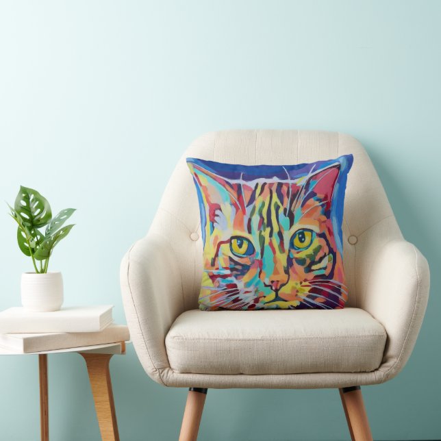 Coussin Custom Cat Portrait Painting -Forever Loved Pet (Chaise)