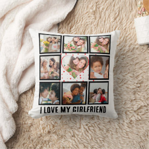 Coussin Custom Cute J'aime ma petite amie 9 Photo collage