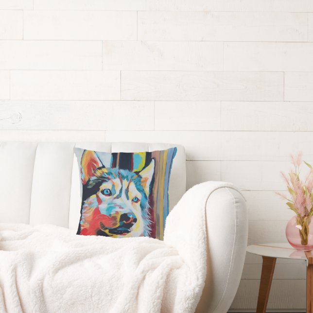 Coussin Custom Dog Painting - Gift for Husky Lovers (Canapé)