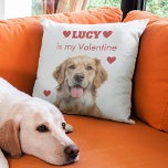 Coussin Custom Dog Photo Valentine's Day Pillow<br><div class="desc">"Celebrate Valentine’s Day with your favorite furry companion. This Custom Dog Photo Valentine’s Day Pillow features your pet’s photo and a sweet Valentine message, creating a cozy and meaningful keepsake for dog lovers. Simply upload your dog’s picture to personalize the design and make it truly one of a kind. Perfect...</div>
