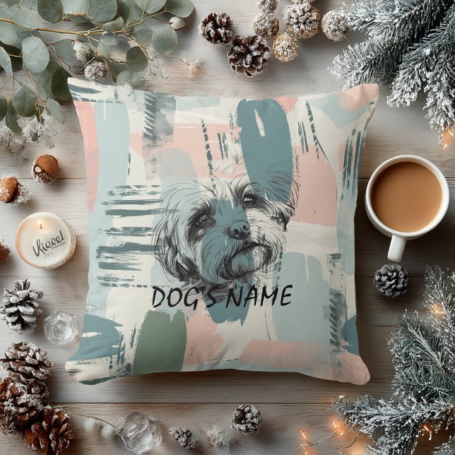 Coussin Custom Dog Portrait Abstract Brushstroke Pillow (Créateur téléchargé)