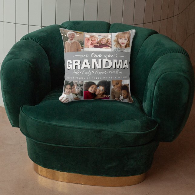 Coussin Custom Elegant Nous vous aimons grand-mère Collage (Créateur téléchargé)
