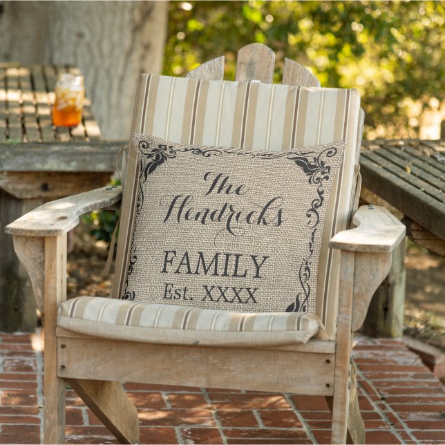 Coussin Custom Faux Jute Vintage Style tendance Accueil (Chaise)