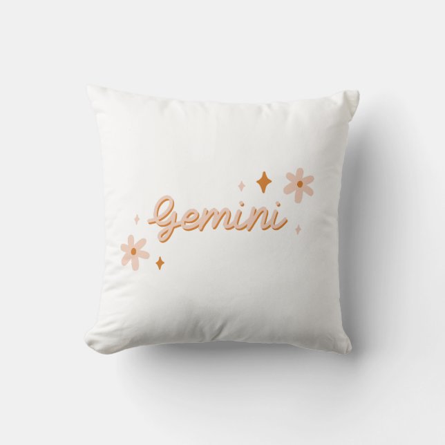 Coussin Custom Gemini Zodiac Name & Stars Minimalist Gift (Recto)
