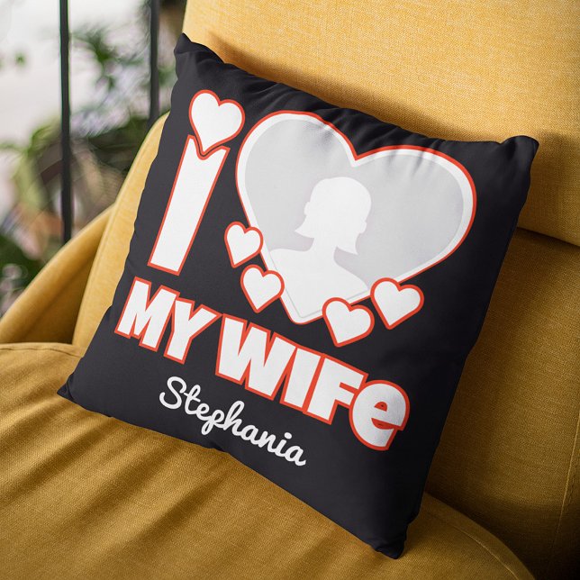 Coussin Custom Je t'aime ma femme – Ajouter nom & photo (Créateur téléchargé)