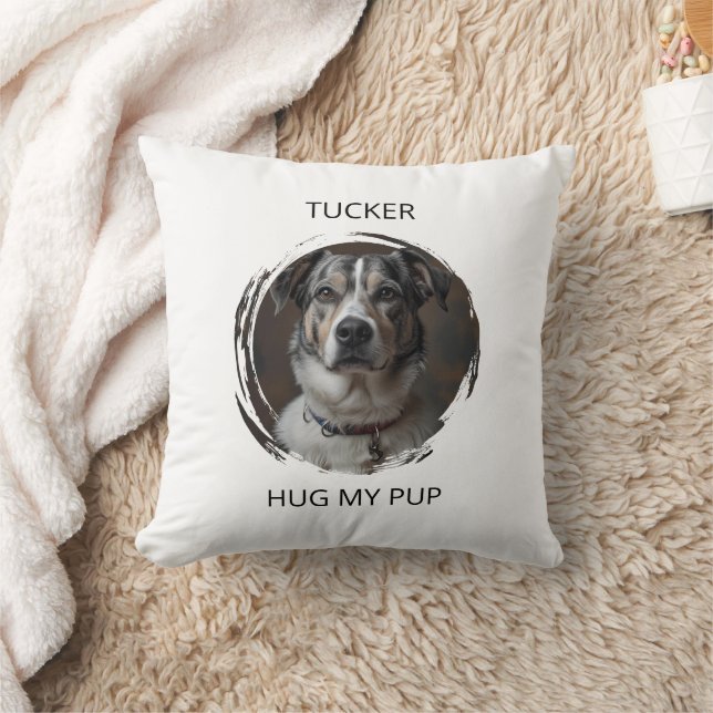 Coussin Custom Memorial Pet Pillow Hug My Pup Dog Gift (Couverture)