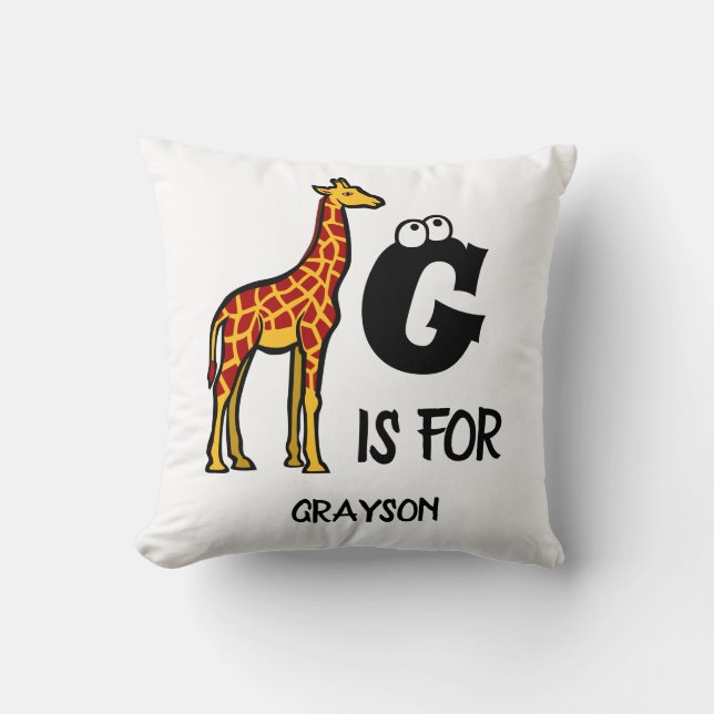 Coussin Custom monogram G is for Giraffe cute giraffes (Recto)