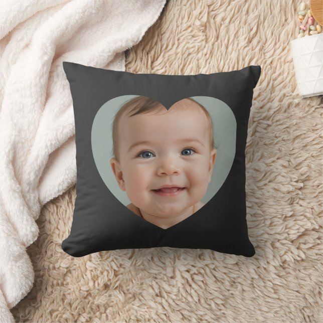 Coussin Custom mothers day photo heart mask Throw Pillow  (Couverture)