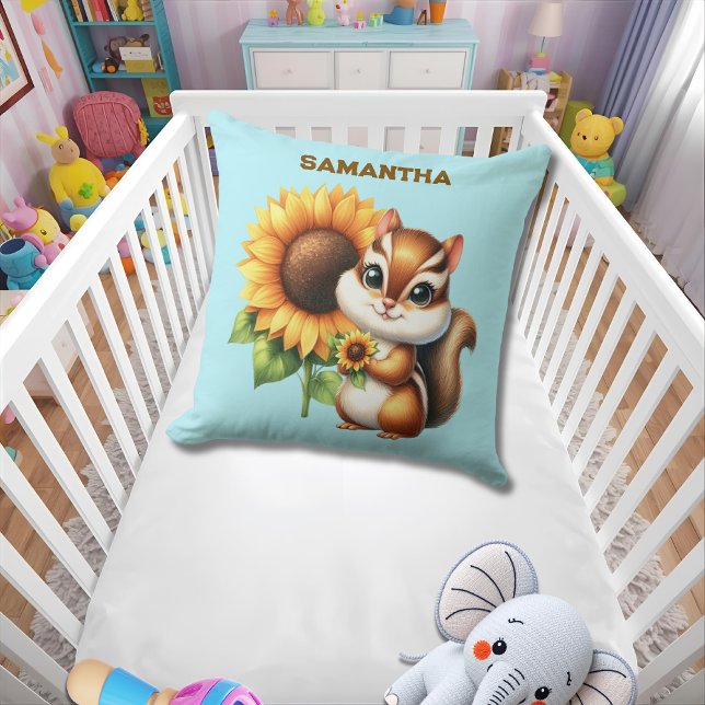 Coussin  Custom Name Autumn Chipmunk Pillow  (Créateur téléchargé)