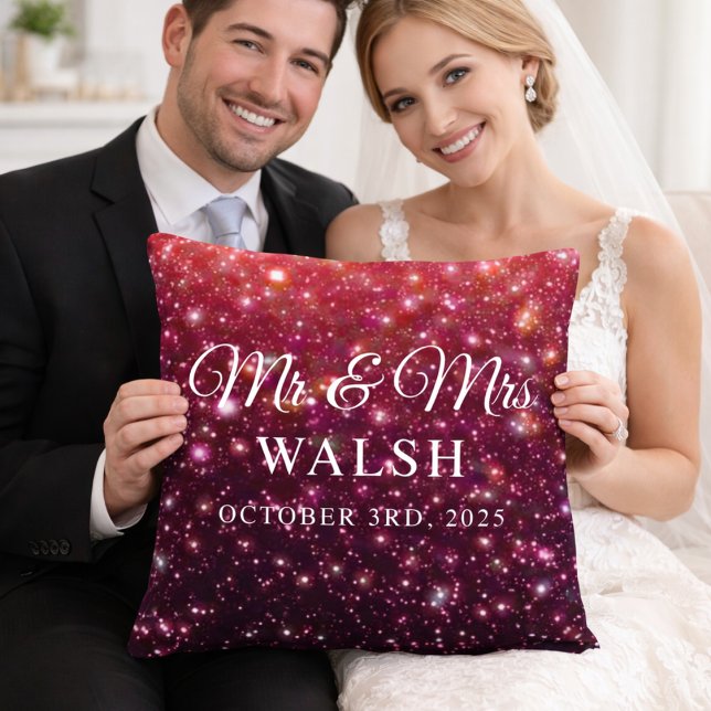 Coussin  Custom Name & Date Galaxy Glitter Design (Créateur téléchargé)