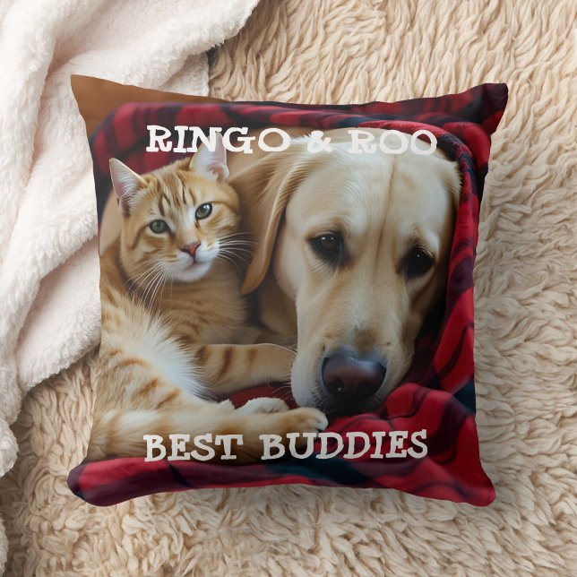 Coussin Custom Pet Pillow Best Buddies Cat Dog Names Gift  (Créateur téléchargé)