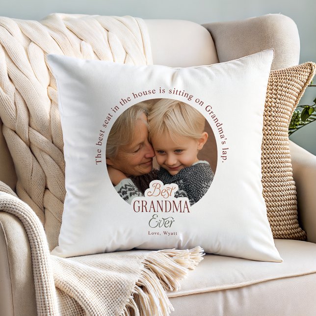 Coussin Custom Photo Best Grandma Ever (Créateur téléchargé)