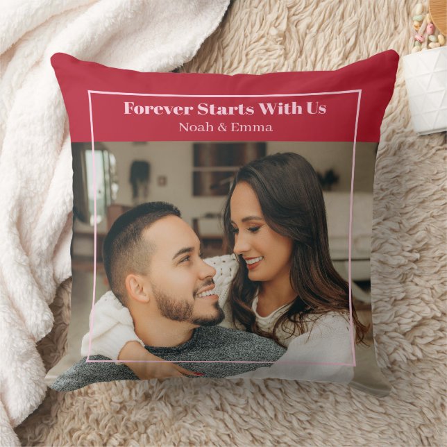 Coussin Custom Photo & Text Romantic Gift - Personalized  (Couverture)