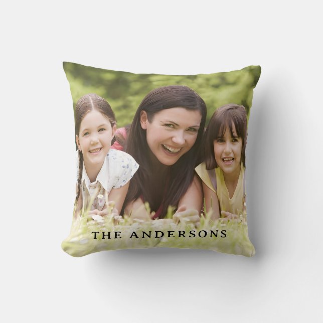 Coussin Custom Photo with Family Name Throw Pillow (Recto)
