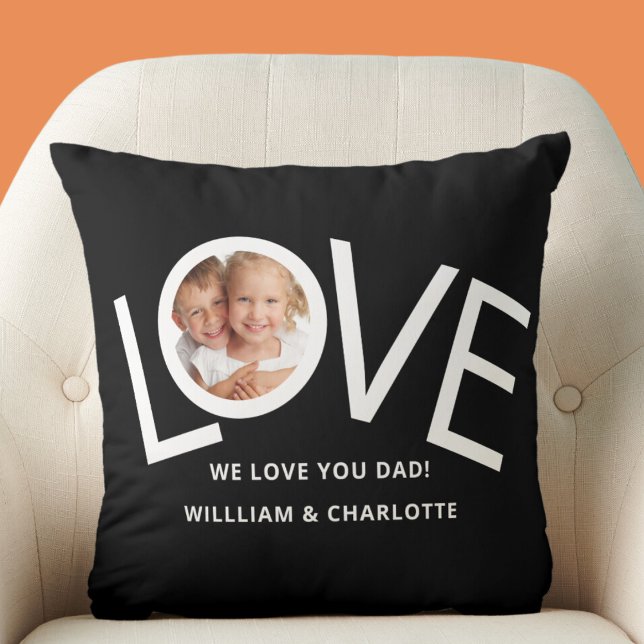 Coussin Custom We love You Papa Photo Black (Créateur téléchargé)