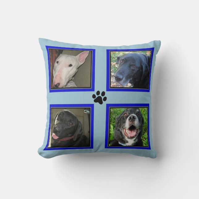 Coussin Customisé 4 Cadre-Bleus Collage-Bleus de photo (Recto)