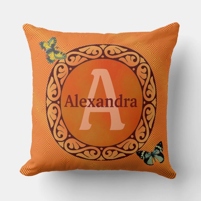 Coussin Customisez ces orange et papillon (Recto)