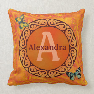 Coussin Customisez ces orange et papillon
