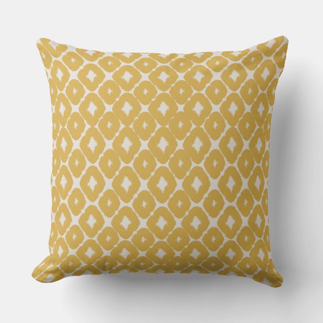 Coussin Customizable Boho Mustard Diamonds Cushion (Recto)