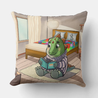 Coussin Cute 3D Baby T-Rex Reading in Bed Custom Pillow