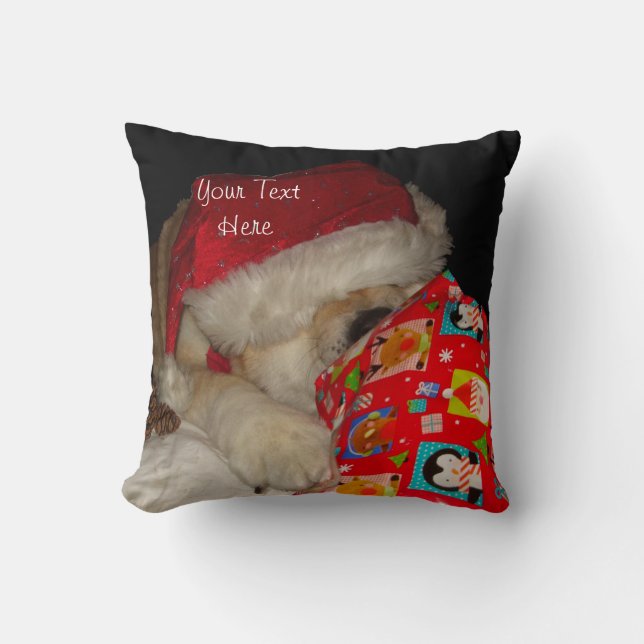 Coussin Cute akita chien portant un chapeau de santa pour  (Recto)