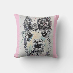 Coussin Cute Alpacca Lllama Aquarelle Art Baby Cushion