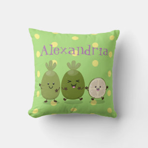 Coussin Cute ananas guava feijoa drôle dessin animé