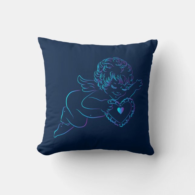 Coussin Cute Angel Cherub tenant une dentelle Valentine Co (Recto)