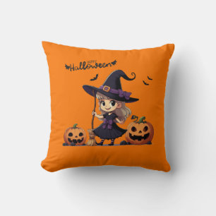 Coussin Cute, anime sorcière Halloween