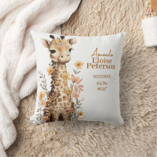 Coussin Cute Aquarelle Bébé Giraffe Bébé Statistiques
