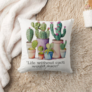 Coussin Cute aquarelle cactus succulents dans les pots