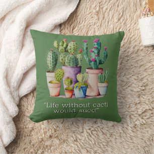 Coussin Cute aquarelle cactus succulents dans les pots
