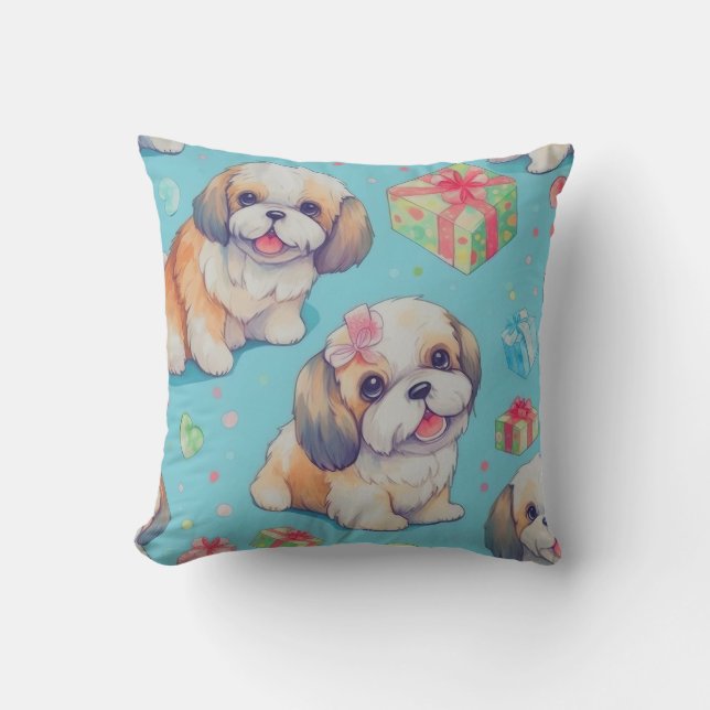 Coussin Cute Aquarelle Chien Chien Chien Chien, Animaux de (Recto)