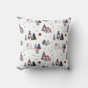 Coussin Cute Aquarelle Noël Pingouin Motif