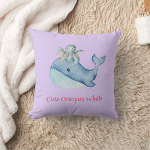 Coussin Cute arc-en-ciel poulpe Poisson de baleine Fête d'