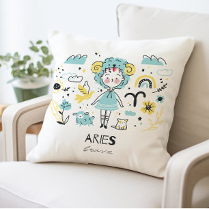 Coussin Cute Aries Zodiac Coussin, Astrologie