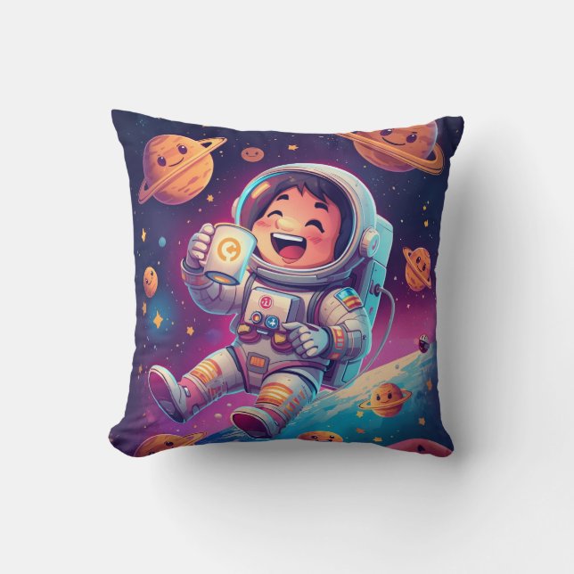 Coussin Cute Astronaut Kids Pillow – Space Adventure Dream (Recto)