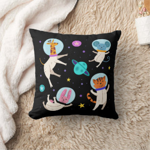 Coussin Cute astronaute Animaux flottant dans l'espace