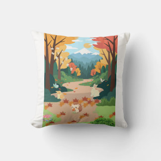 Coussin Cute Autumn Forest Animals Cozy Landscape Art Post