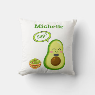 Coussin Cute Avacado Dessin À La Main Nom Guacamole Fruit